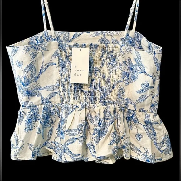 A New Day Blue Floral Peplum Camisole Top nwt small - Picture 3 of 3